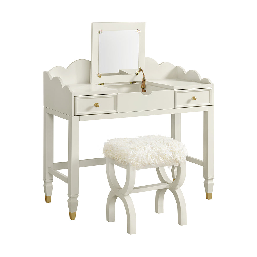 Olivia Vanity Set with Mirror & Stool - Elegant Dressing Table for Makeup & Hair Styling - Perfect for Bedroom, Bathroom & Salon Decor
