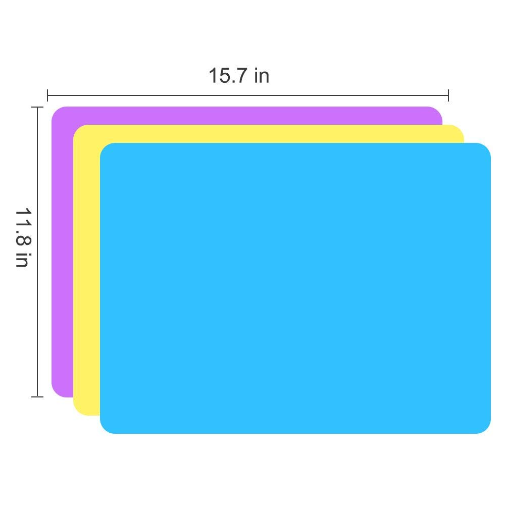 3-Pack Large Silicone Mats for Crafts, Resin Jewelry Casting, Liquid Pouring - 15.7” x 11.8” Non-Slip Work Surface (Blue, Purple, Yellow) - Perfect for DIY Art Projects, Epoxy Resin Molds, and Table Protection