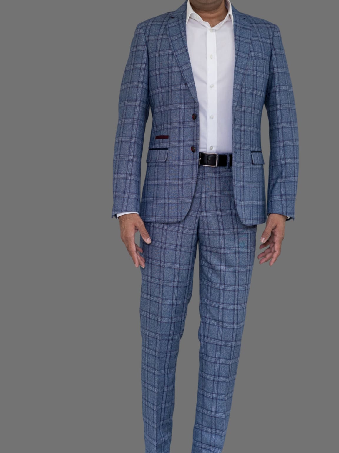 Marc Darcy Abbott Men's Blue Tweed Check Blazer - Slim Fit Formal Jacket for Business, Weddings & Special Occasions