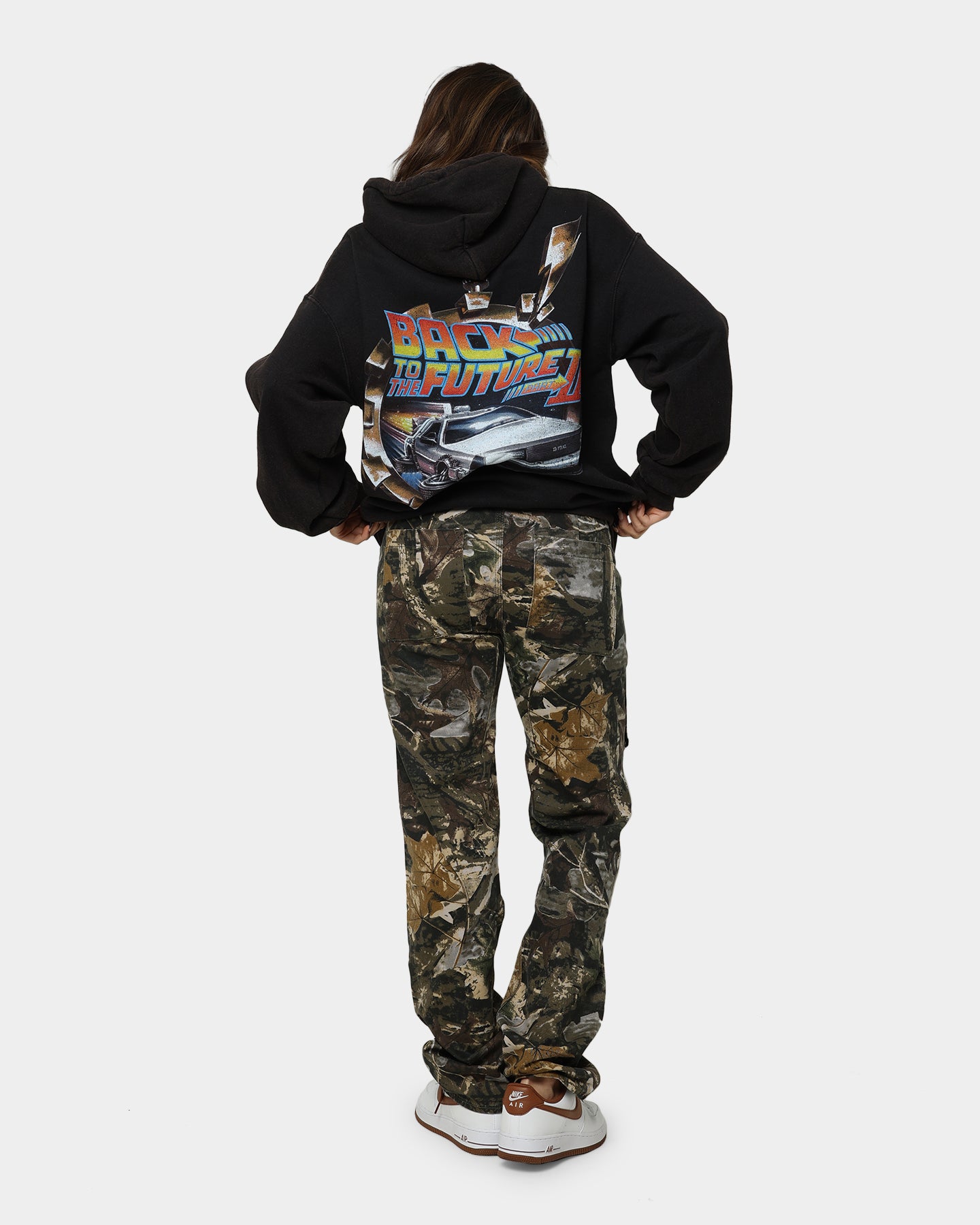 Back To The Future 2 Vintage Hoodie - Washed Black Retro Pullover Sweatshirt - American Thrift Style - Perfect for Movie Nights, Cosplay, and 80s Nostalgia Fashion