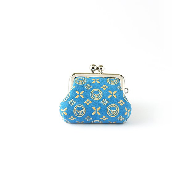 Japanese Deerskin Leather Coin Purse with Urushi Lacquer Clasp - Mt. Fuji Light Blue Pattern - Handmade in Japan - Elegant Change Purse & Gamaguchi Wallet for Daily Use, Travel, and Gift Giving