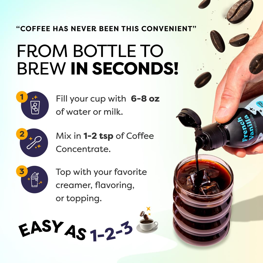 Javvy Cold Brew Coffee Concentrate - Original & Vanilla Flavored Instant Coffee for Hot or Iced Drinks | Perfect for Home, Office & Travel Use