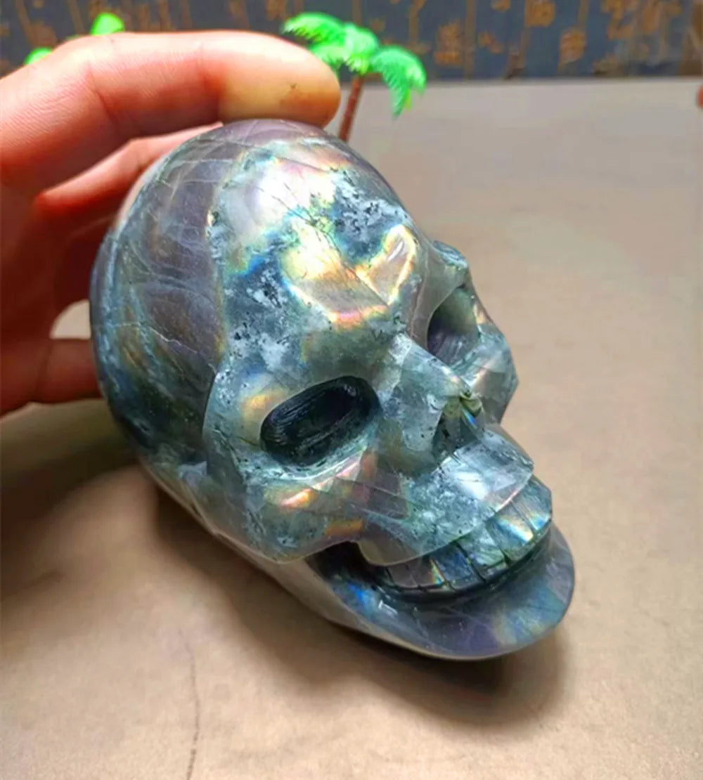 1003g Natural Purple Labradorite Quartz Crystal Skull - Healing Energy Stone for Home Decor, Fashion Jewelry & Spiritual Gifts | Meditation, Reiki, Feng Shui & Unique Present