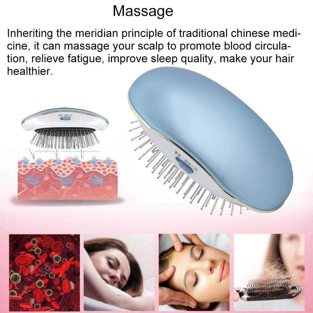 Electric Scalp Massage Comb with Negative Ion Technology - Anti-Static Portable Hairbrush for Relaxation & Hair Care (Blue) | Perfect for Home Use, Travel & Salon Styling