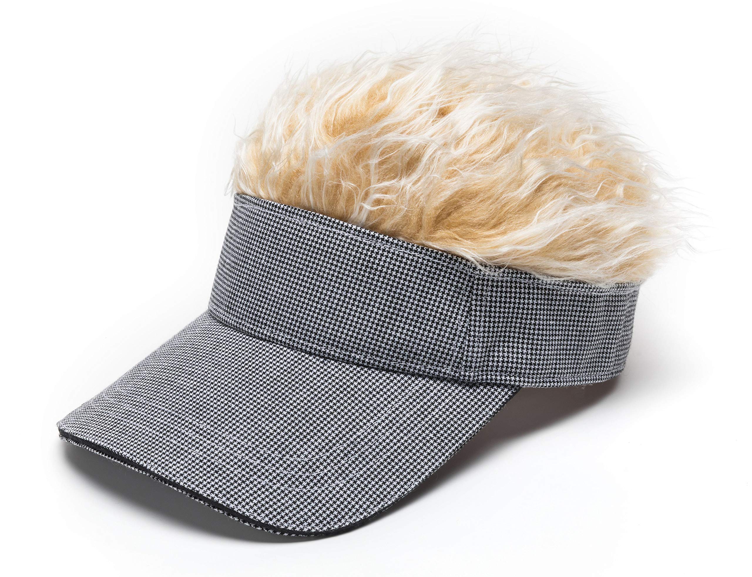 Men's Spiked Hair Visor Sun Hat - Funny Adjustable Golf & Baseball Cap with Fake Wig - Perfect for Costume Parties, Halloween, and Outdoor Sports