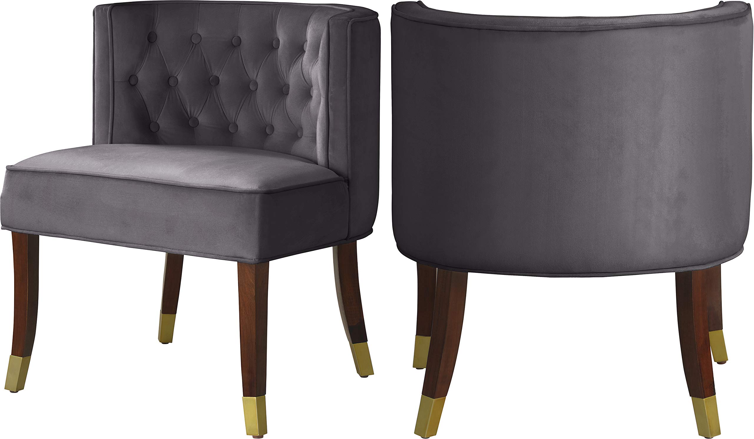 Modern Velvet Upholstered Dining Chairs Set of 2 - Tufted Back & Metal Legs Contemporary Design for Dining Room, Kitchen, or Home Office - 24
