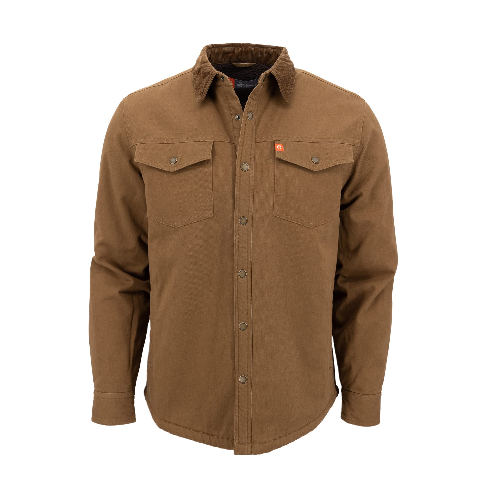 The American Outdoorsman Sherpa Lined Twill Shirt Jacket with Corduroy Collar - Perfect for Camping, Hiking, and Outdoor Adventures