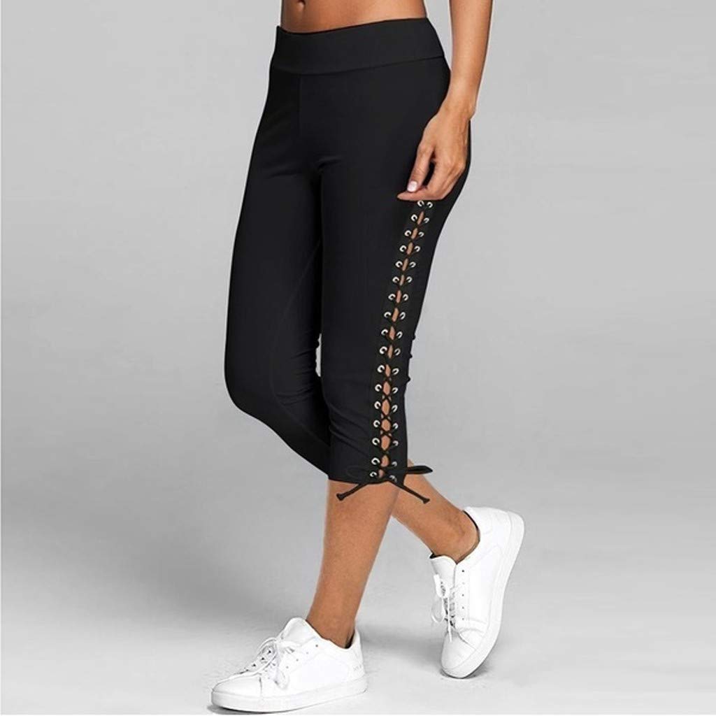 Sexy High Waisted Capri Leggings for Women - Stretchy Bandage Yoga Pants, Workout & Sports Cropped Leggings | Perfect for Yoga, Gym, Running & Casual Wear