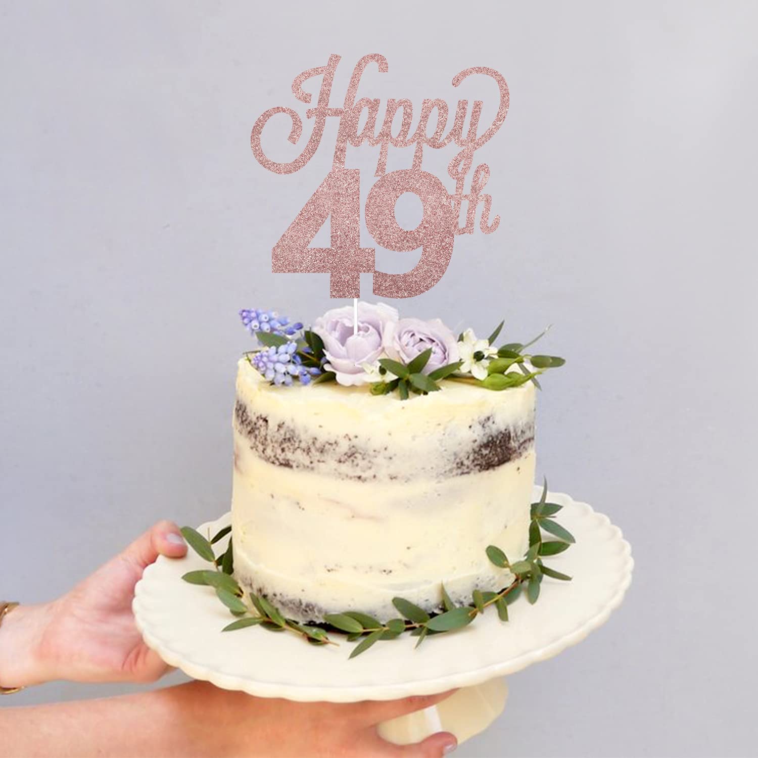 LINGTEER 49th Birthday Cake Topper - Cheers to 49 Years Old Party Decorations, Gold Foil Cake Sign for Anniversary Celebrations, Retirement Parties & Milestone Birthdays