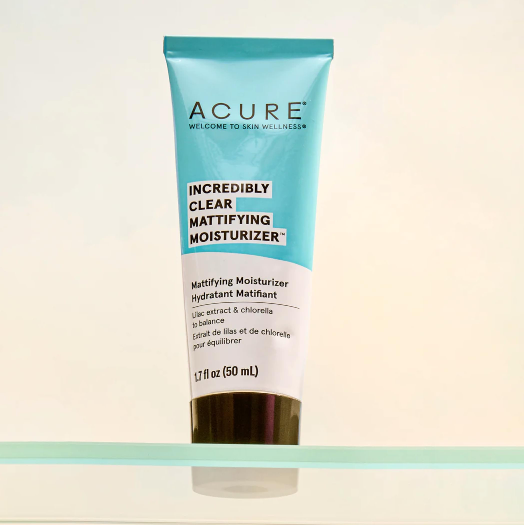 Acure Incredibly Clear Mattifying Face Moisturizer - Oil-Free Facial Cream with Lilac Extract & Chlorella for Skin Clarity, Smooth Texture & Pore Toning - Matte Finish Moisturizer for Oily & Combination Skin - 1.7 oz - Perfect for Daily Skincare Routine & Makeup Prep