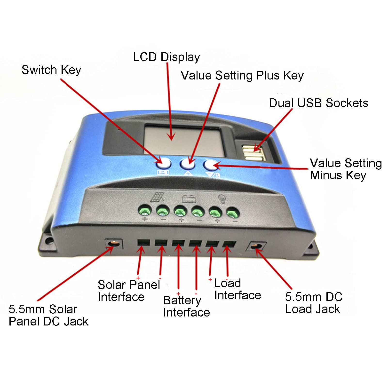 MPPT Solar Charge Controller - Adjustable, Low Heat, Multiple Protection for Industrial, Business & Home Use | Perfect for Off-Grid Solar Systems, RVs & Backup Power