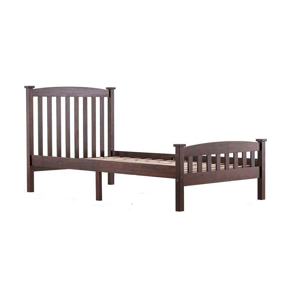 Solid Wood Twin Platform Bed Frame with Wood Slats - Walnut Finish, Headboard Included | Sturdy Bedroom Furniture for Full, Queen & King Sizes | Perfect for Modern, Rustic or Farmhouse Style Bedrooms