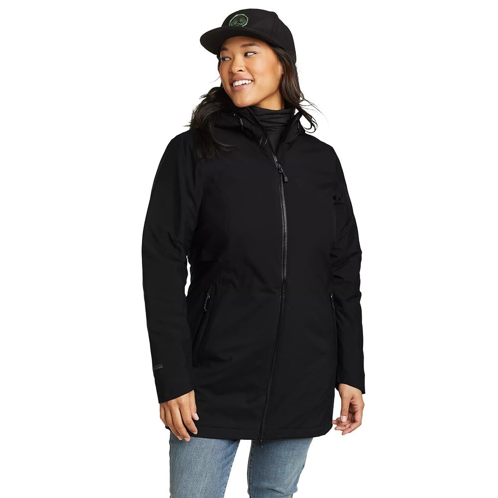 Eddie Bauer Women's Cloud Cap Insulated Waterproof Trench Coat - Winter Warm Windproof Raincoat for Outdoor Hiking & City Commute