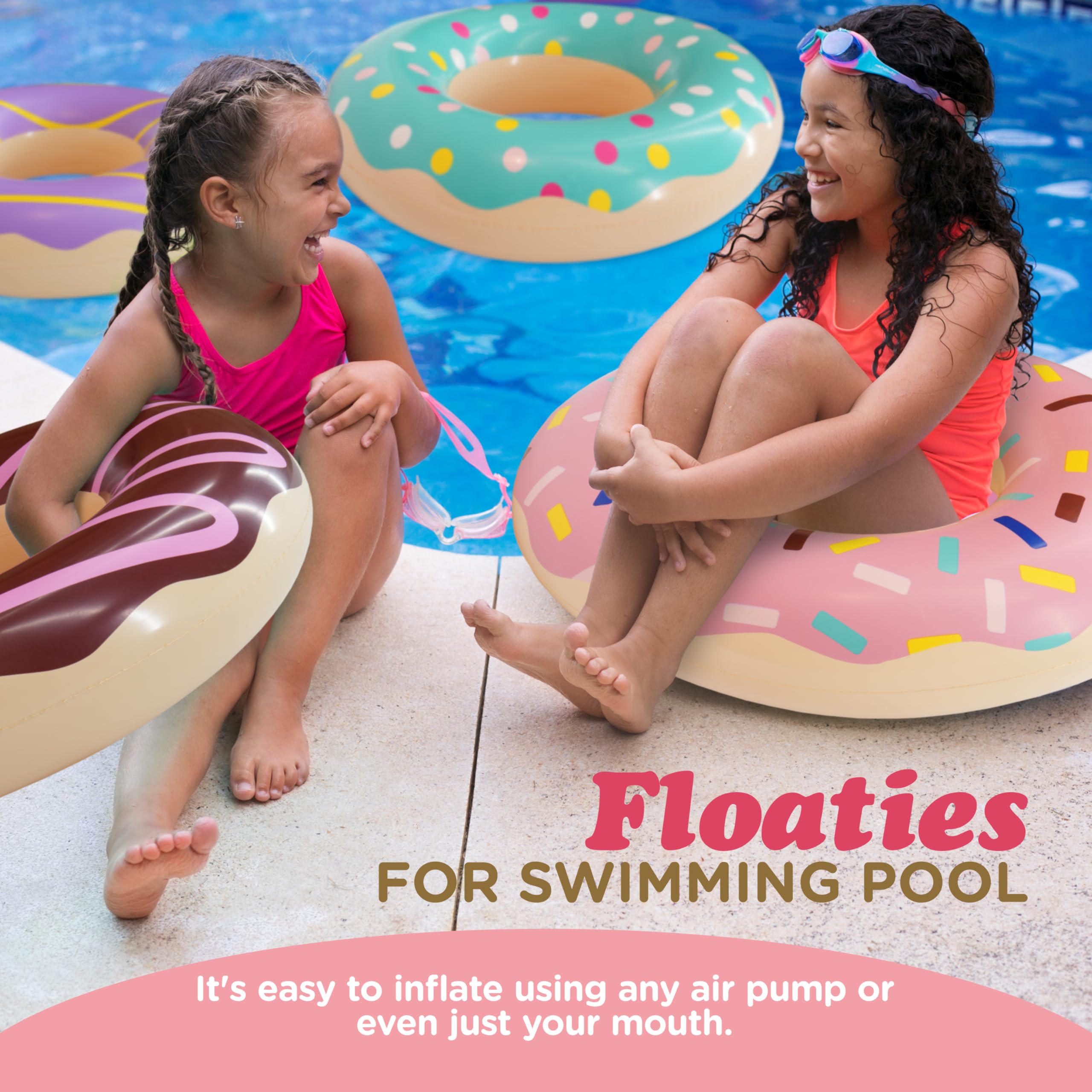 4E's Novelty Donut Pool Floats for Kids & Adults - 30