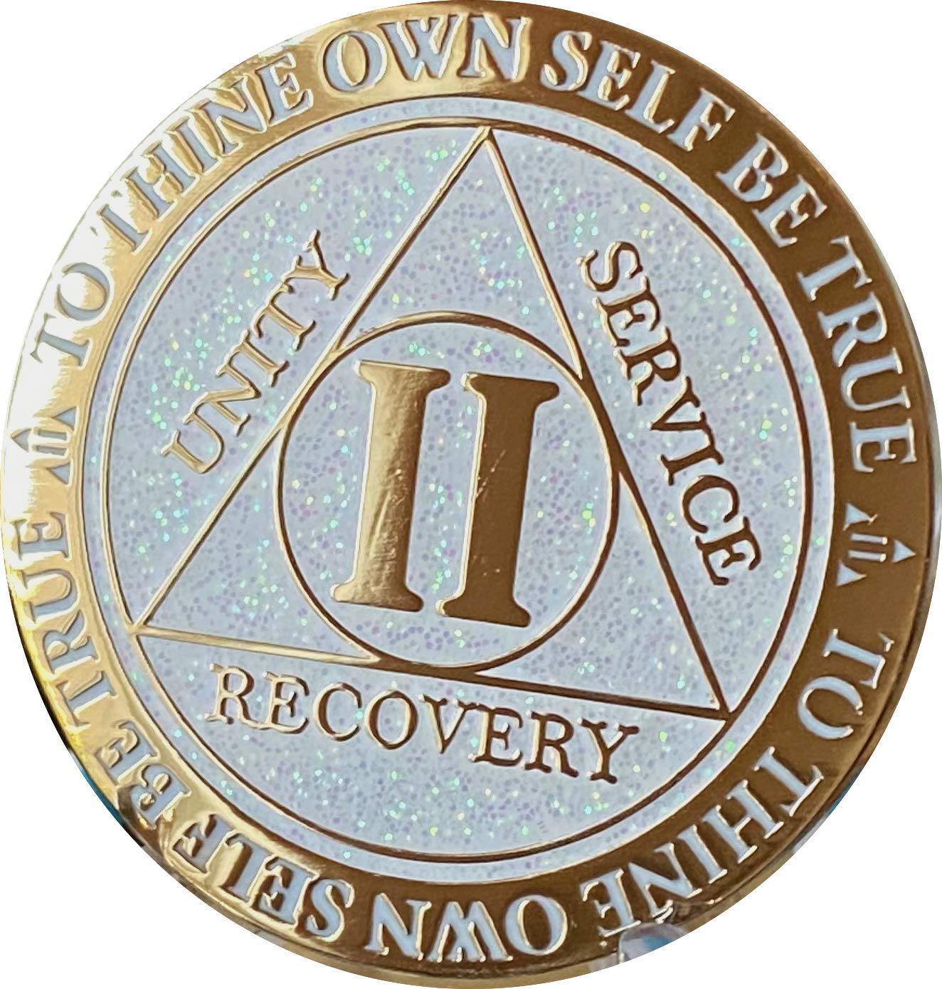 2 Year AA Medallion Reflex White Glitter Gold Plated Color Chip II - Perfect for Jewelry Making, DIY Crafts, and Gift Packaging