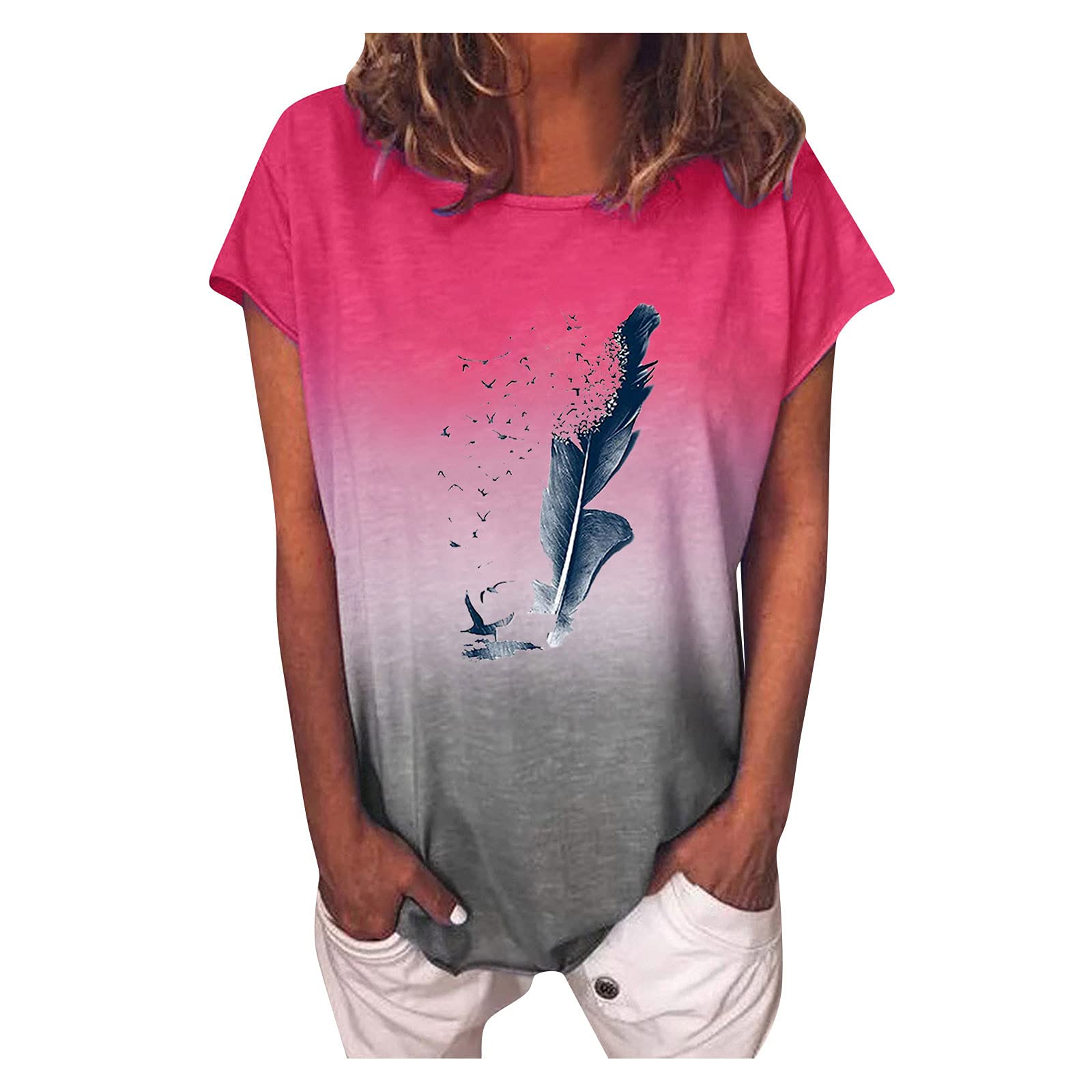 Women's Tie Dye Short Sleeve V-Neck T-Shirts - Loose Fit Casual Summer Tops for Women | Perfect for Beach Outings, Music Festivals & Everyday Wear