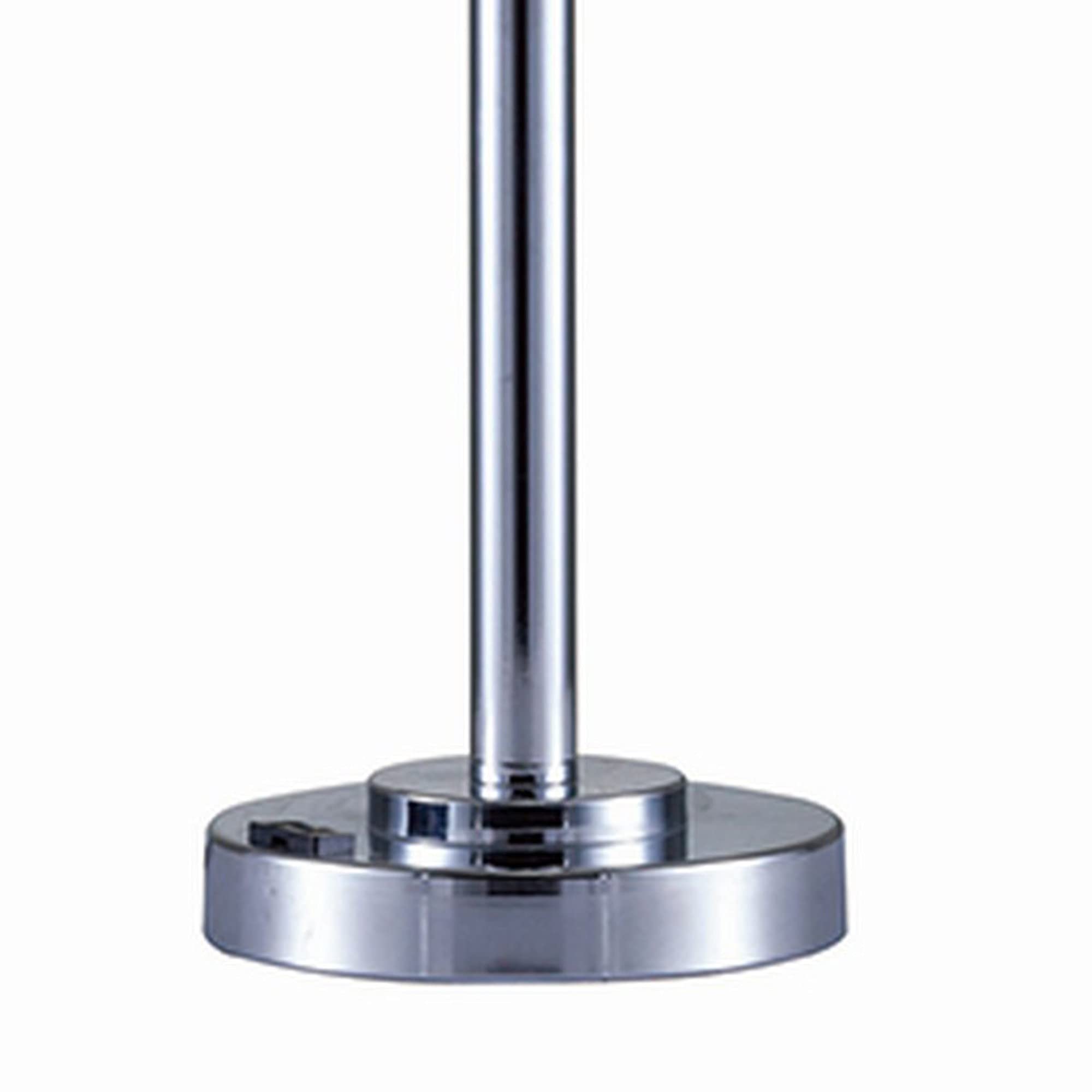 Benjara Modern Silver Metal Table Lamp with Hanging Acrylic Beads & USB Charging Port - Elegant Bedside Lighting for Bedroom, Living Room, or Office Decor