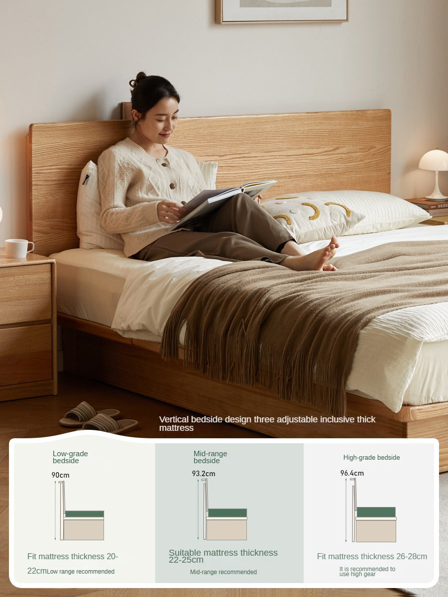 Oak Solid Wood Floating Nightstand with Storage - Modern Bedside Shelf for Bedroom, Living Room & Office Organization