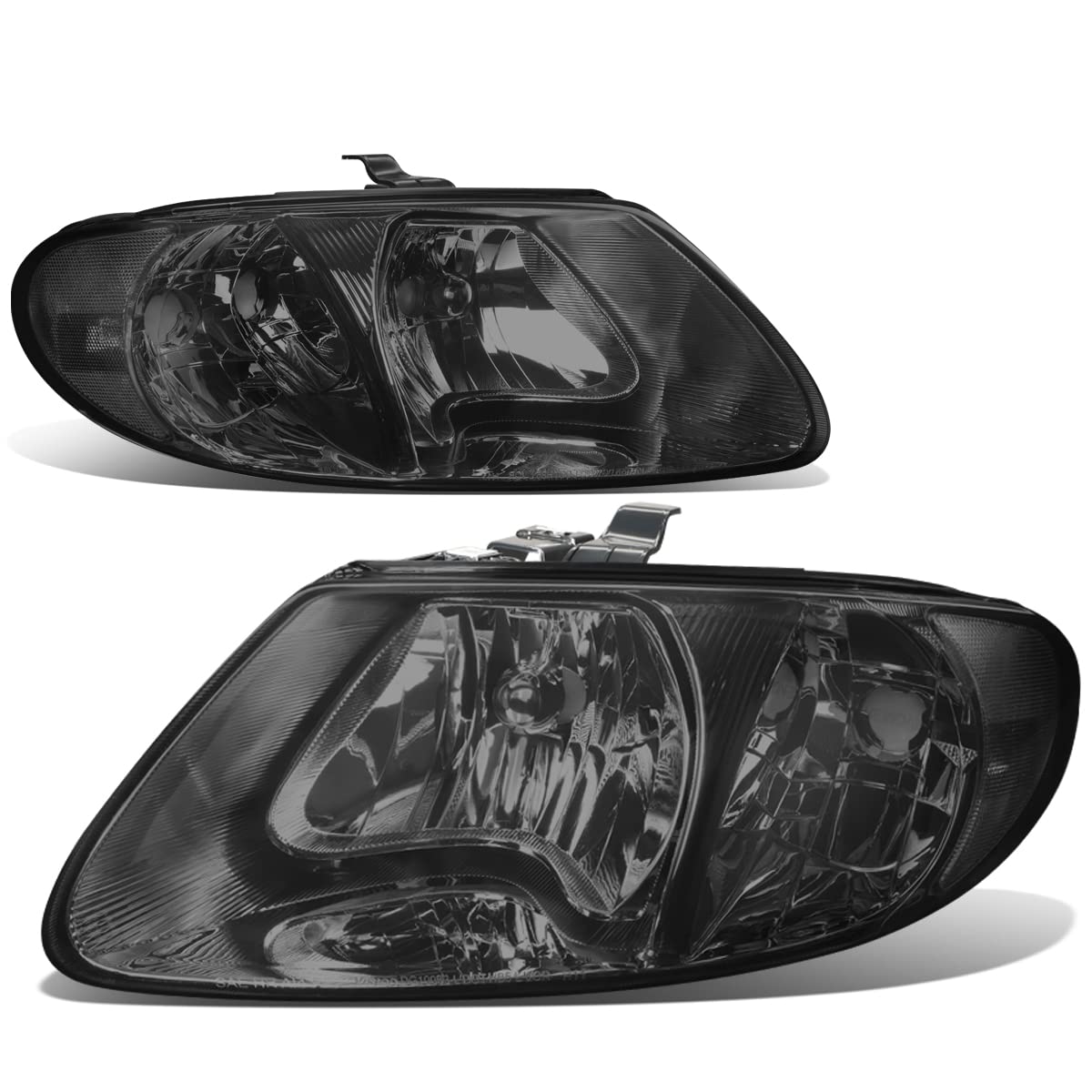 DNA MOTORING HL-OH-DOC01-SM-CL1 Smoked Lens Clear Corner Headlights Pair - Compatible with 2001-2007 Dodge Grand Caravan & Chrysler Town & Country - Replacement for Foggy/Broken Headlights - Enhanced Night Driving Safety