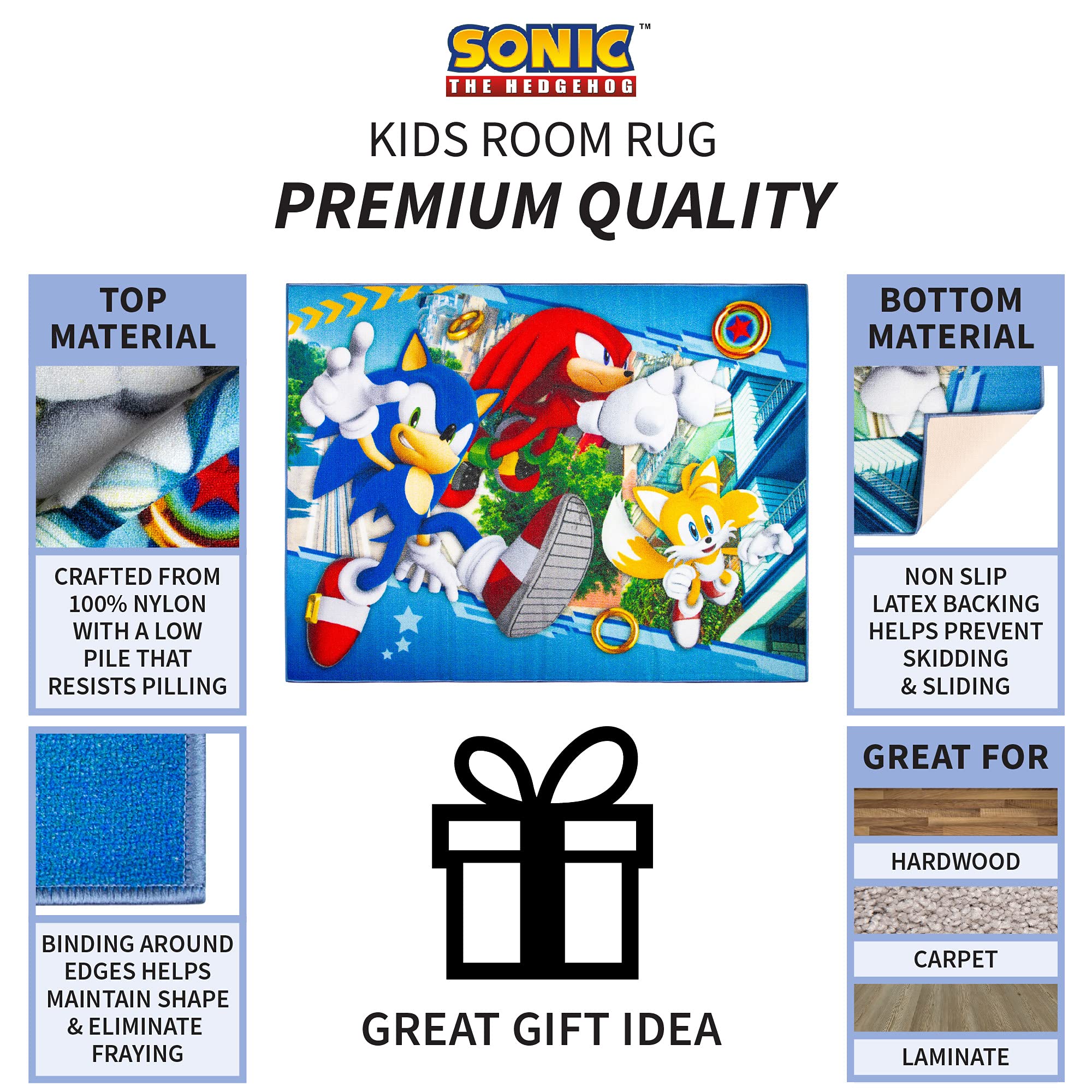 Non-Slip Sonic The Hedgehog Anime Kids Room Rug - 69