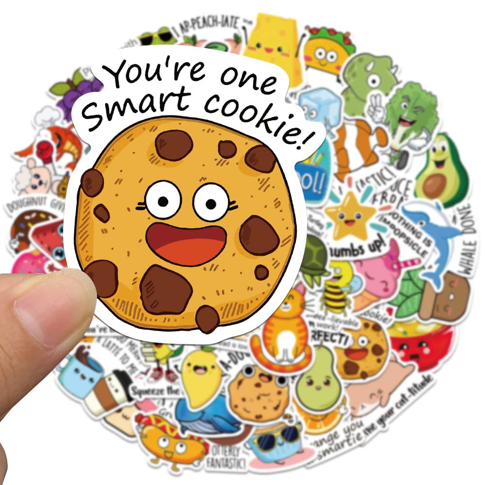 50PCS Motivational Reward Stickers for Kids - Punny Labels, Positive Words, Cute Cartoon Animals - Perfect for Teachers, Classroom Incentives & Student Encouragement (Great for School, Homeschooling & Behavior Charts)