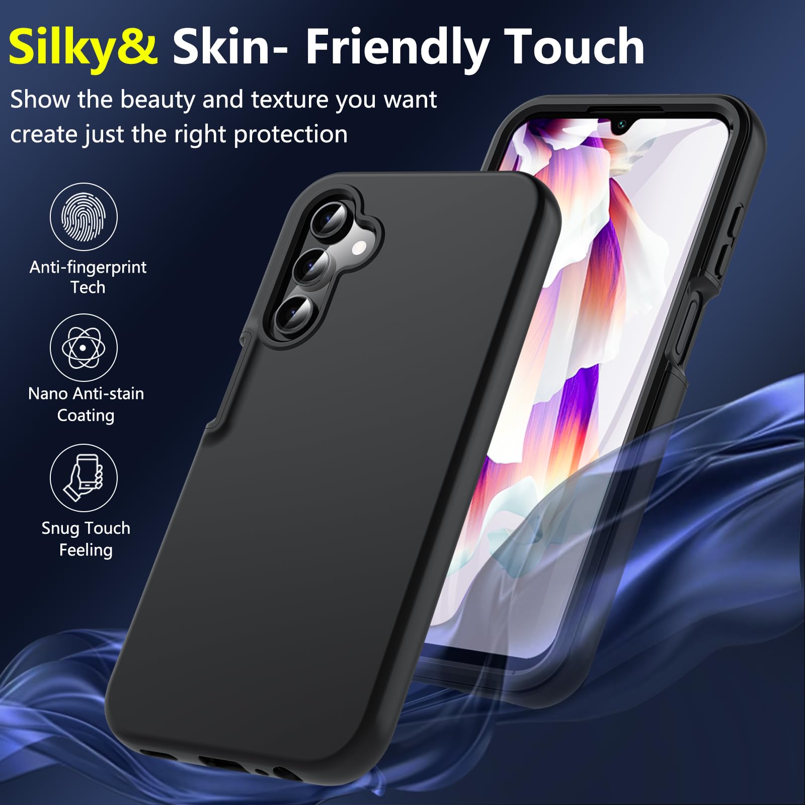 OWKEY Samsung A15 Case - Military Drop Protection with 9H Screen Protector for Daily Use
