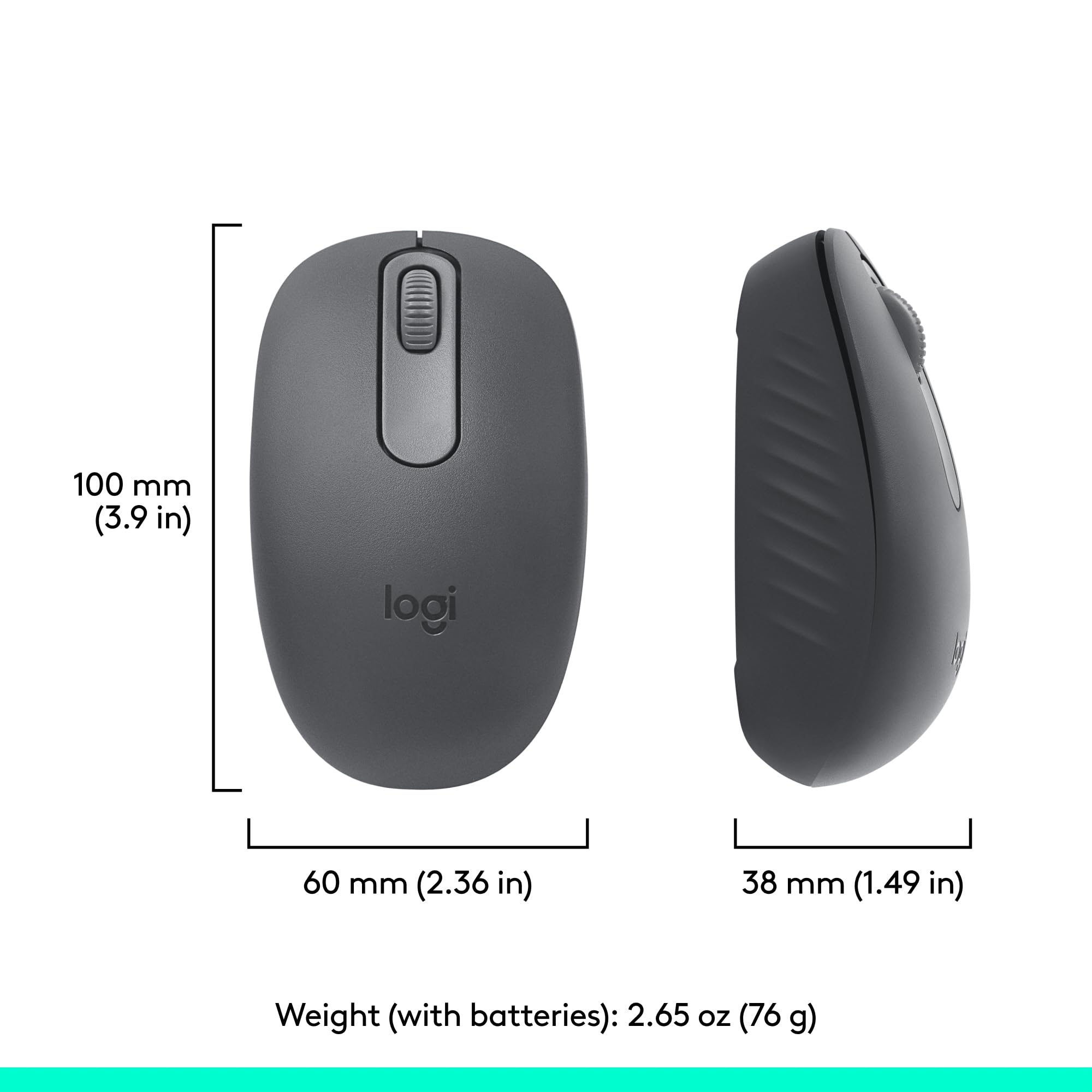 Logitech M196 Bluetooth Wireless Mouse - Compact & Portable for Laptops, Tablets, PC, Mac (Windows/macOS) | 12-Month Battery Life | Smooth Tracking | Graphite | Perfect for Office, Travel & Remote Work