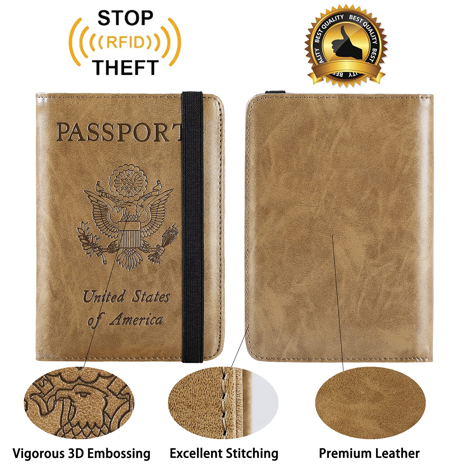 Premium RFID Blocking Leather Passport Holder & Travel Wallet - Secure Card Case for Women & Men (Brown) - Perfect for International Travel, Business Trips & Daily Commute