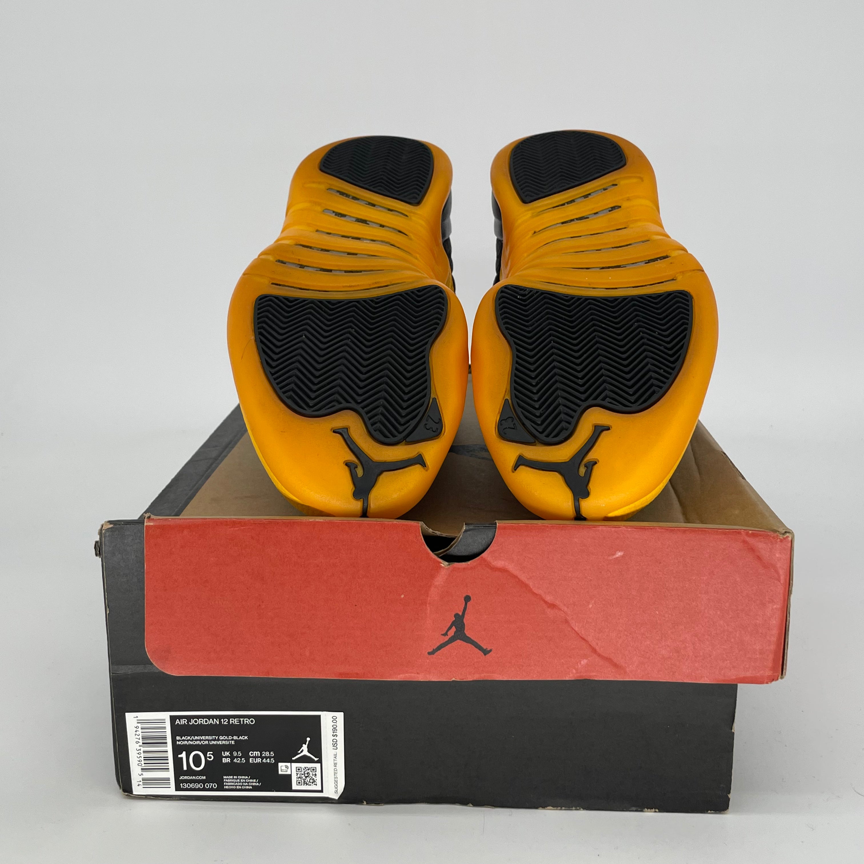 AIR JORDAN 12 UNIVERSITY GOLD Basketball Shoes - Men's Size 10.5/Women's Size 12 (Style 130690-070) | Retro Sneakers for Streetwear & Sports Performance