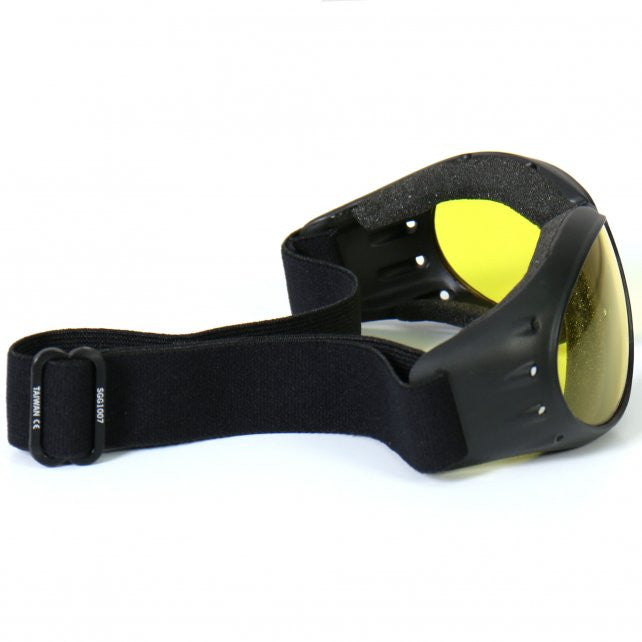 Hot Leathers Eliminator Style Motorcycle Riding Goggles with Yellow Lenses - UV Protection & Anti-Fog for Daytime Riding - Perfect for Cruiser, Harley & Street Bikes