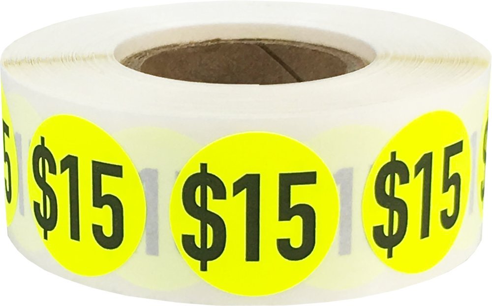 500 Fluorescent Yellow .75 Inch Round Price Stickers - Adhesive Dots for Retail, Garage Sales & Inventory Labeling (15mm Circle Labels)