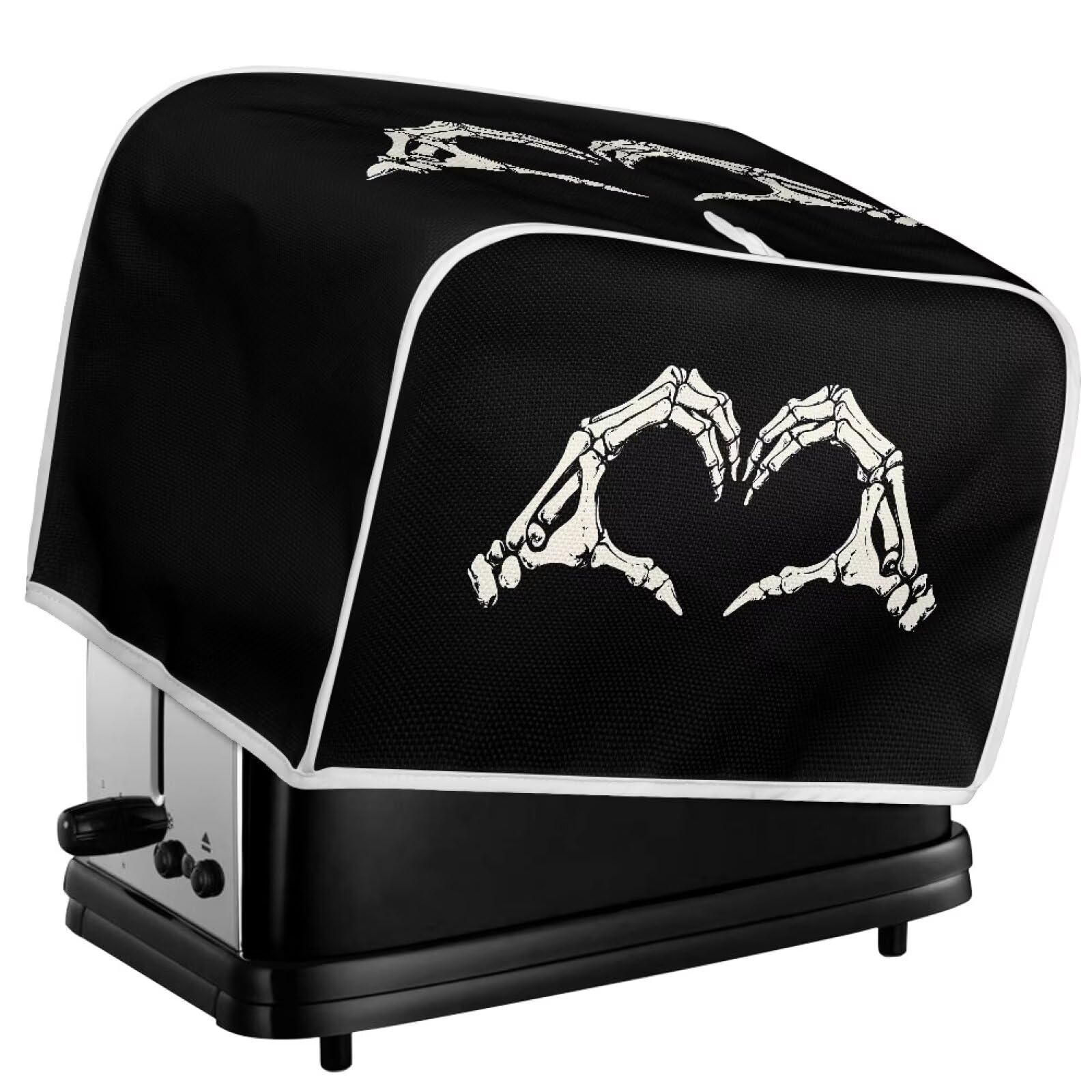Mumeson Black Skull & Fingers Design 2-Slice Toaster Cover - Dustproof Kitchen Appliance Protector for Toasters & Bread Makers - Fun Gothic Decor for Halloween & Horror Theme Parties