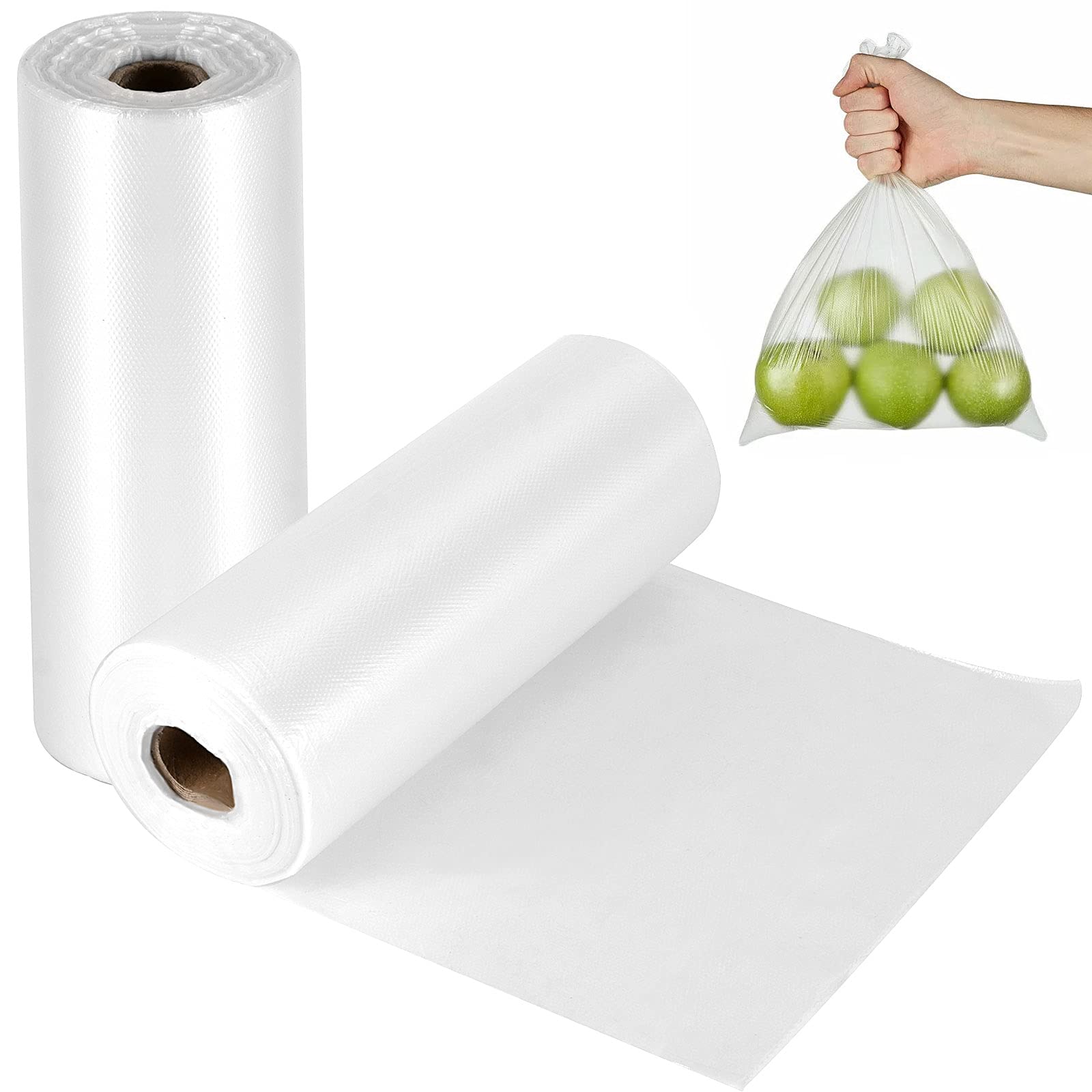 FUNSUEI 1000 Count 10x14 Inch Clear Plastic Produce Bags on Rolls - Bulk Food Storage Bags for Bread, Fruits, Vegetables, Grocery Shopping & Farmers Market Use (1 Roll/500 Bags)