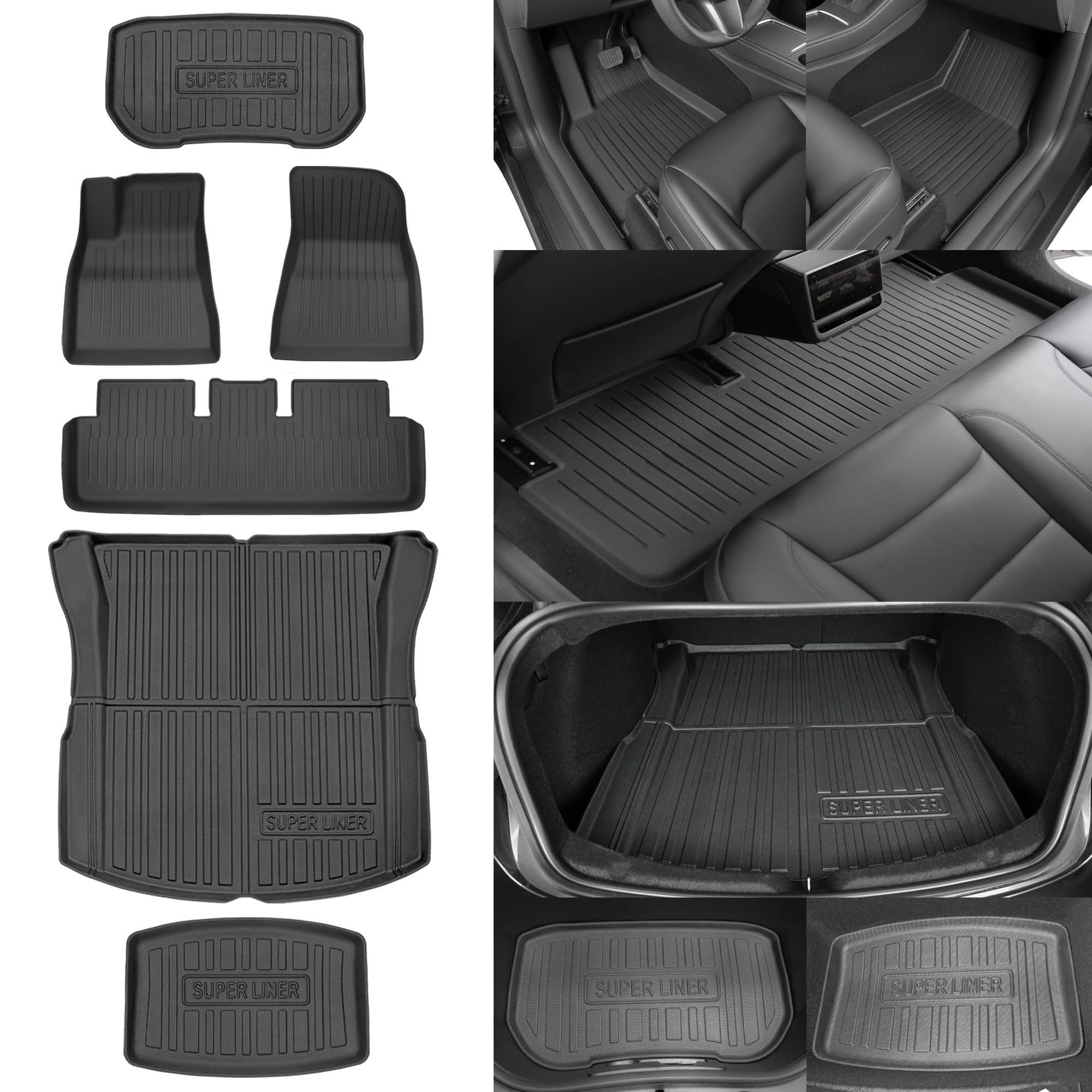 Premium All-Weather Tesla Model 3 Floor Mats (2024-2025) - Custom Fit 6-Piece Set with Cargo Liner | Waterproof & Durable Interior Accessories for Pets, Kids & Highland Model | Perfect for Daily Commute, Road Trips & Family Adventures
