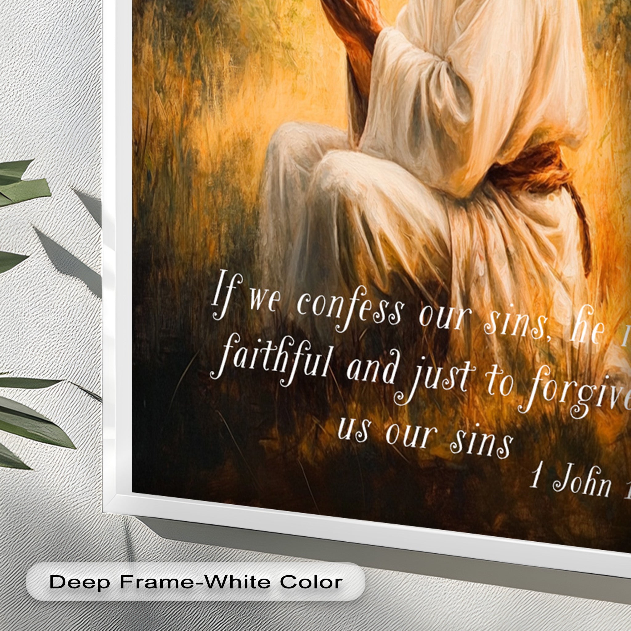 1 John 1:9 Bible Verse Oil Painting - Christian Scripture Wall Art for Home Decor, Church & Prayer Room - Divine Forgiveness Scripture Artwork