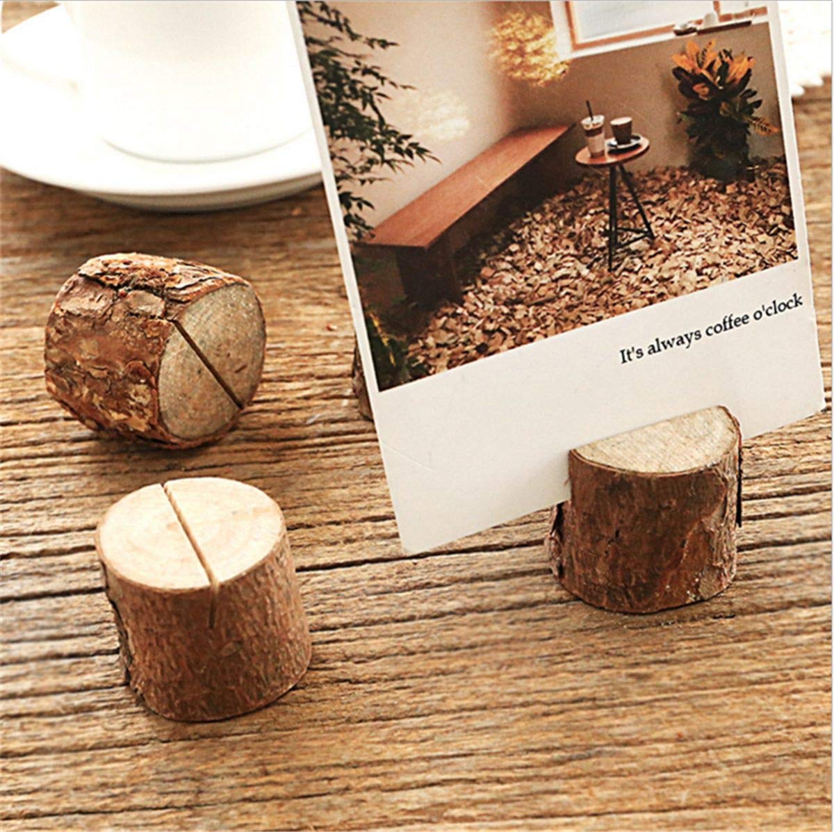 Rustic Wood Table Number Holders - 10 Pack (40 Pieces) for Wedding, Party, and Event Place Cards - Includes Kraft Paper Cards - Perfect for Table Seating, Name Cards, and Memo Notes