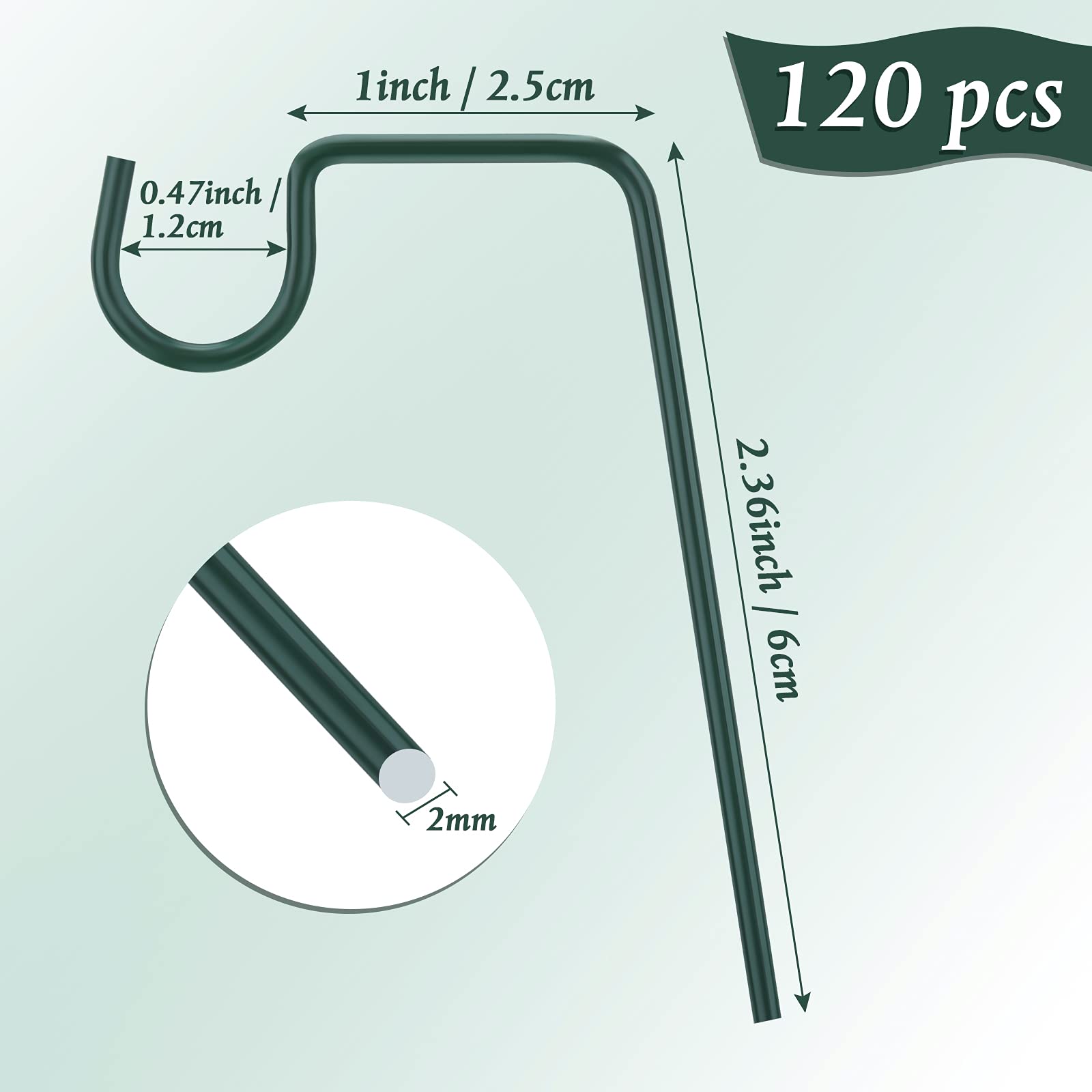 Heavy Duty Stainless Steel Gutter Hooks - 120pcs Green for Christmas Lights