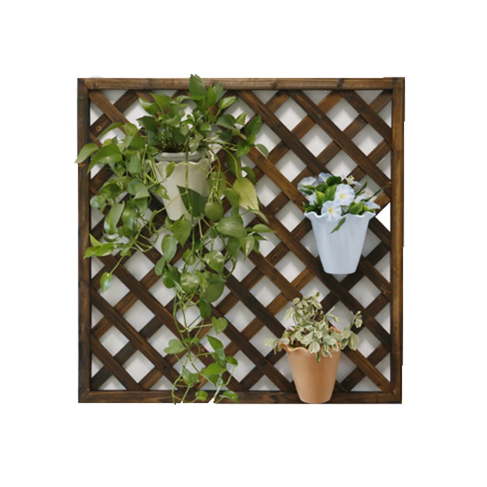 Brown Wooden Square Trellis Fence Panel 90x90cm - Wall Mounted Garden Climbing Plant Support for Outdoor Yard, Balcony & Patio - Perfect for Roses, Vines & Flowering Plants