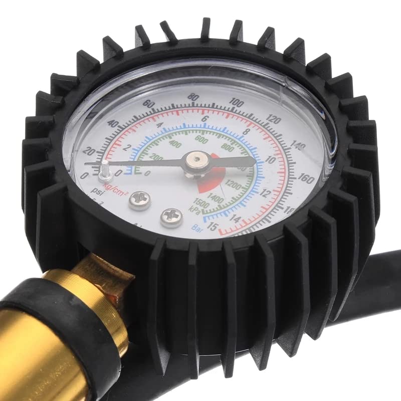Beduan Tire Inflator with 220 PSI Pressure Gauge - Heavy Duty Dual Head Air Chuck, Durable Rubber Hose & Quick Connect Coupler - Perfect for Car, Truck, Bike and Motorcycle Tire Inflation