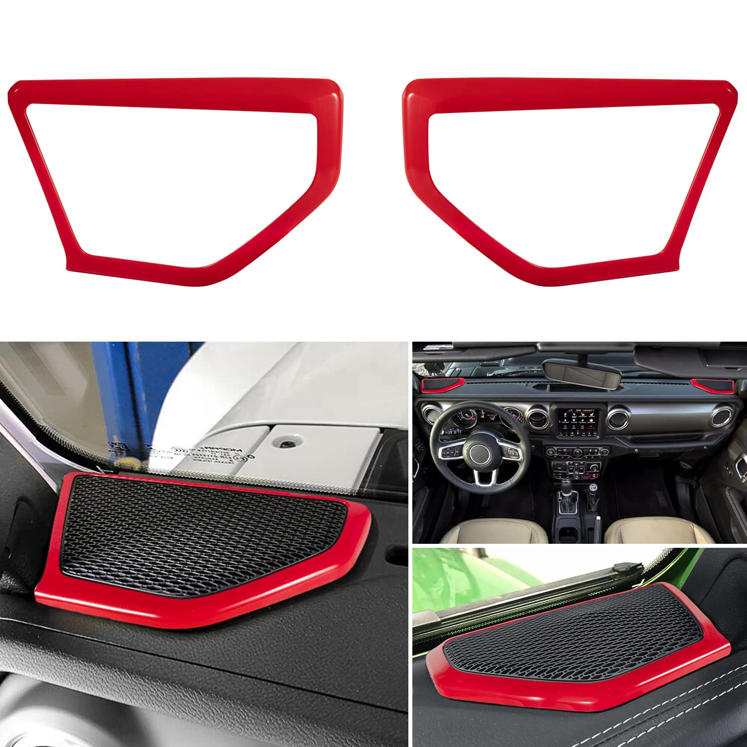 ABS A Pillar Speaker Cover Trim Stickers - Red Car Interior Accessories for Jeep Wrangler JL & JLU (2018-2024) | Enhance Sound & Style for Off-Road Adventures