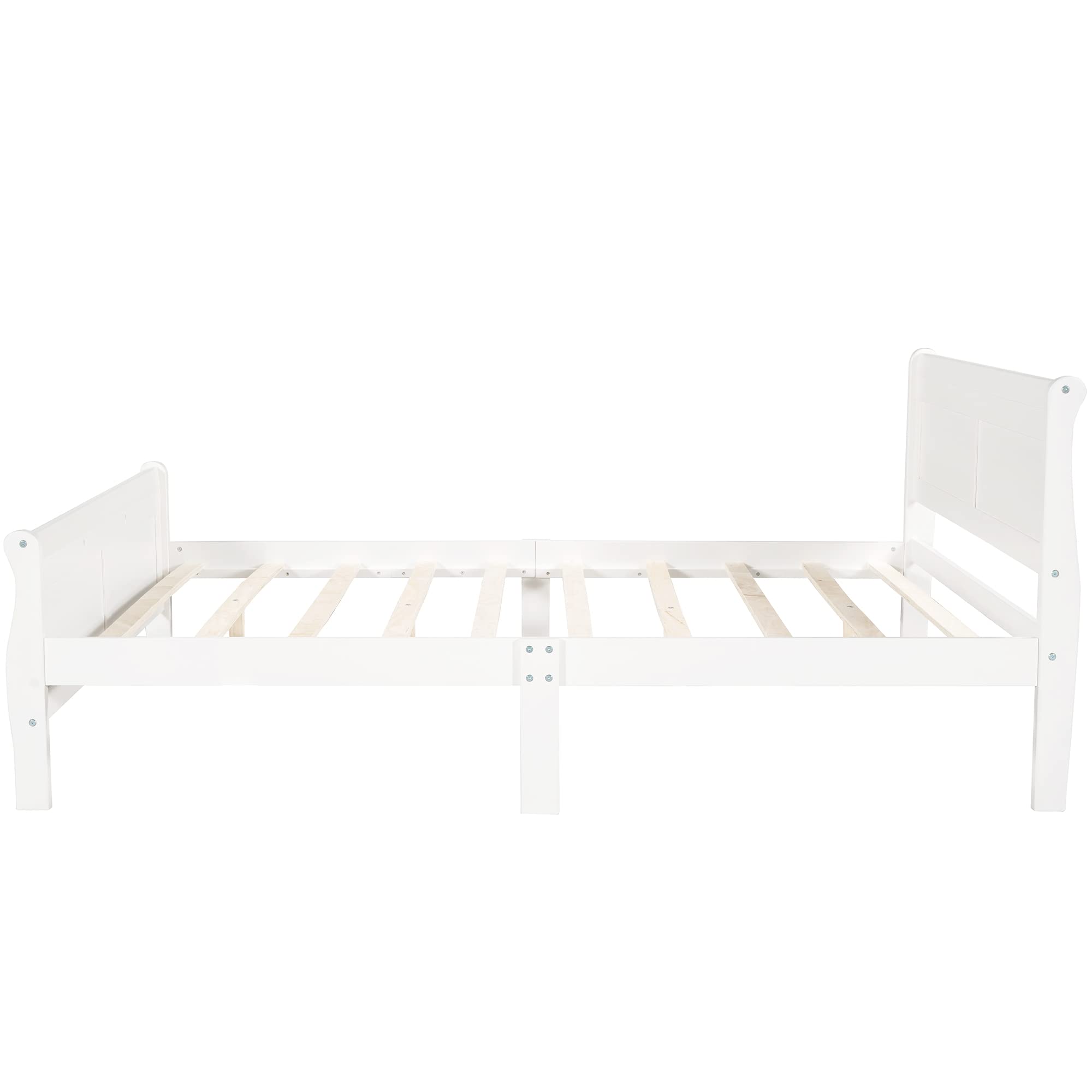 Merax Full Size Platform Bed Frame with Headboard - Sturdy Wood Slat Support, Modern White Finish - Perfect for Bedrooms, Guest Rooms & Small Spaces
