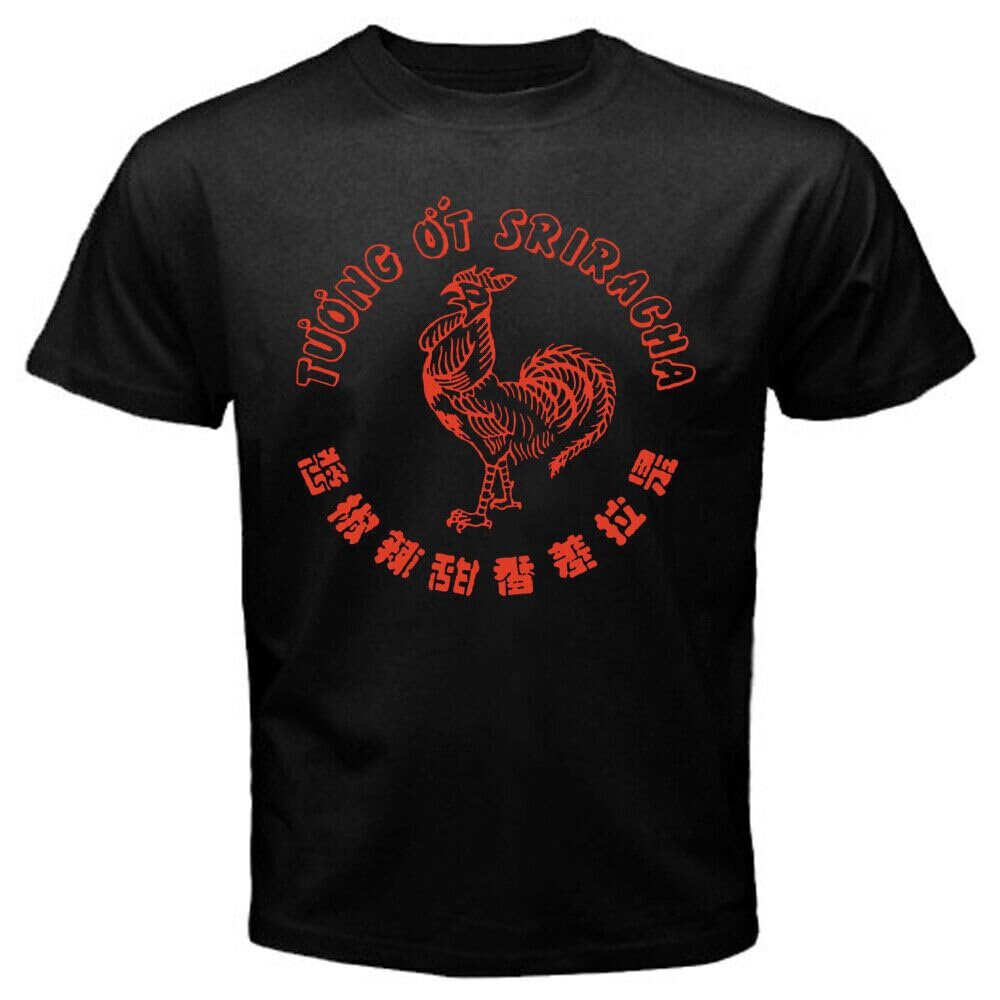 Sriracha Hot Chili Sauce T-Shirt - Black Cotton Graphic Tee for Spicy Food Lovers | Casual Wear & Gift Idea for Hot Sauce Fans