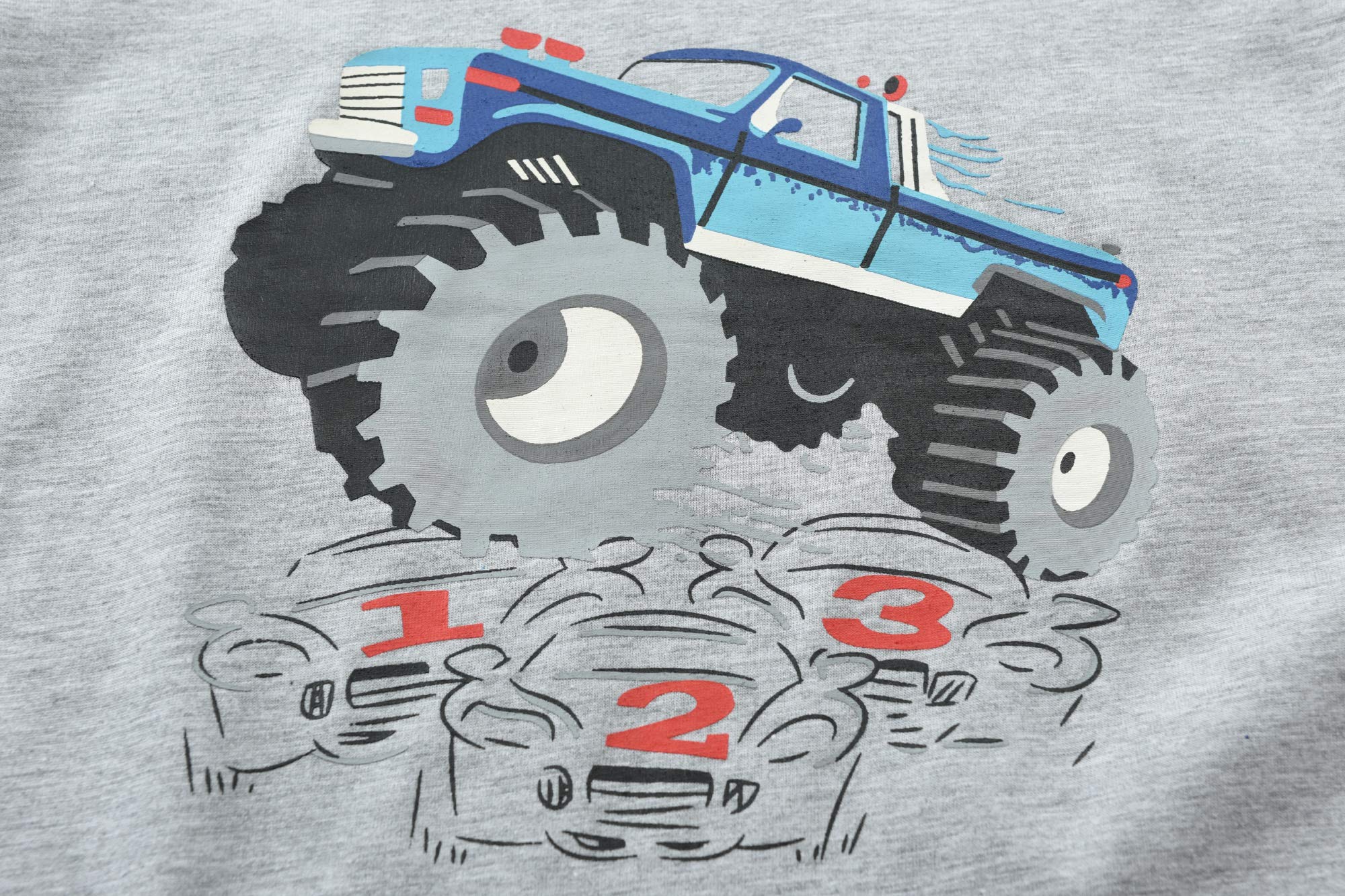 Little Hand Toddler Boys Pajama Set - Soft Cotton Monster Truck & Planets Sleepwear with Long Sleeves | Excavator Themed PJs for Kids | Perfect for Bedtime, Lounging & Playtime