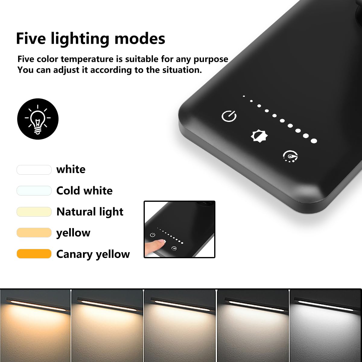 Dimmable LED Desk Lamp with USB Charging Port - 5 Lighting Modes, Touch Control & 30/60 Min Timer - White Crown Reading Light for Office, Study, Bedroom (Black, 1st Gen)