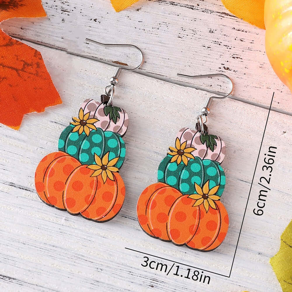 Polka Dot Pumpkin Fall Thanksgiving Woven Drop Earrings for Women | HE3225 | Perfect for Autumn Parties, Thanksgiving Gatherings & Holiday Festivities