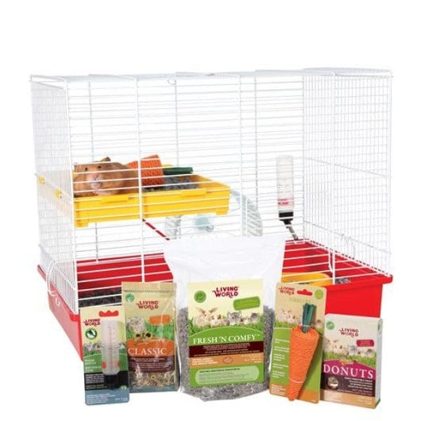 Living World Deluxe Hamster Starter Kit - Complete Habitat Set with Cage, Wheel, Food Bowl & Accessories for Small Pets - Perfect for Hamster Cages, Gerbil Homes & Small Animal Habitats
