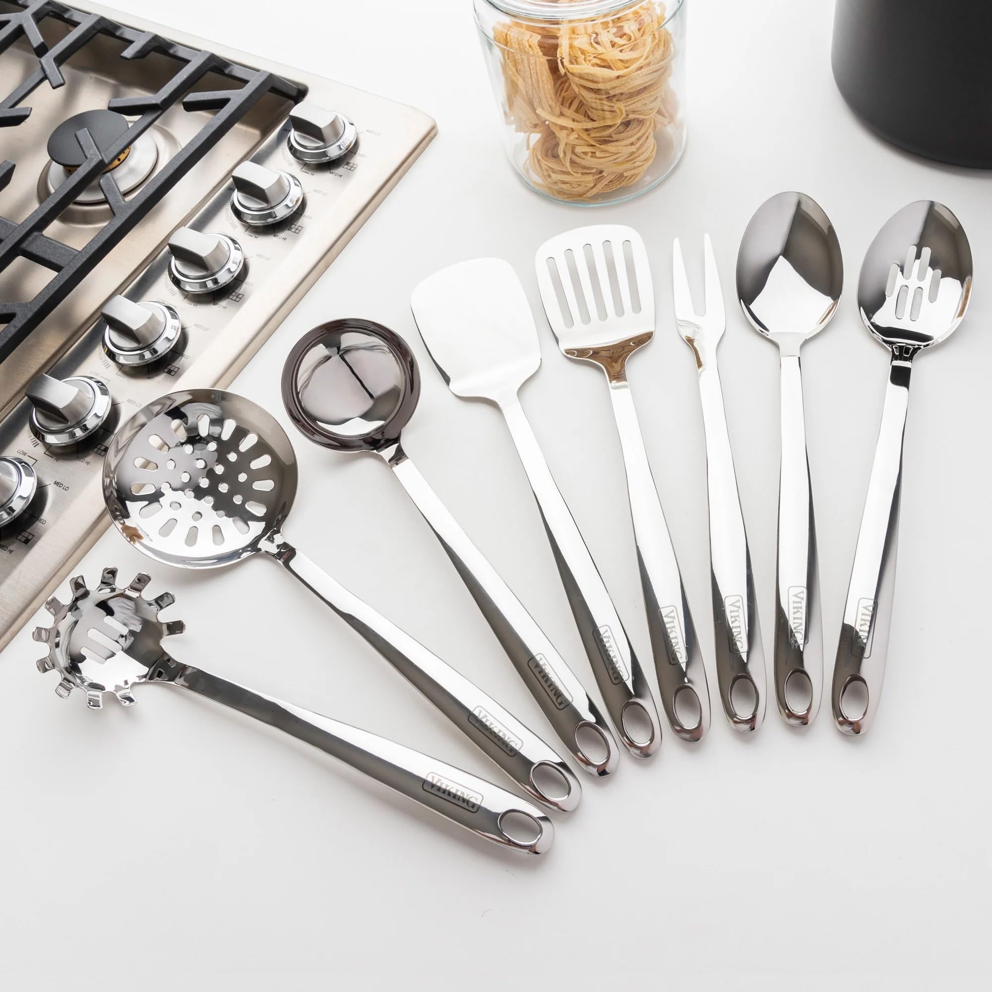 Viking Culinary Stainless Steel Skimmer with Stay Cool Handle - Silver - Professional Kitchen Tool for Deep Frying, Soup, and Pasta - Perfect for Home Chefs and Restaurants