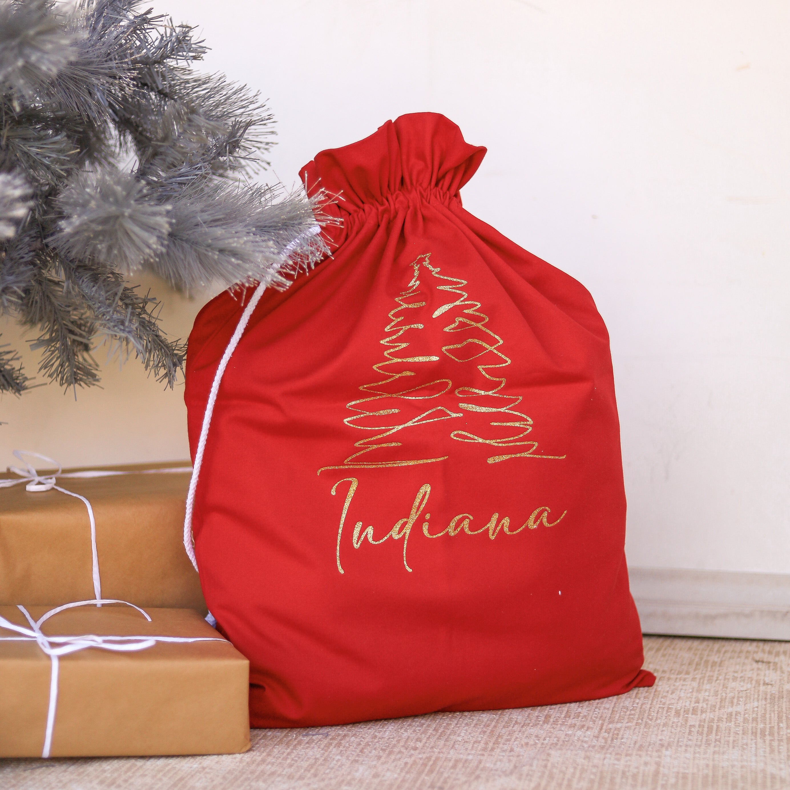 Personalized Santa Sack Christmas Tree Name Vinyl Decal - Perfect for Holiday Gifts, Stocking Stuffers & Festive Home Decor
