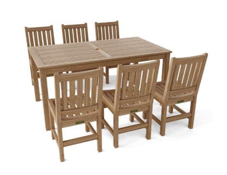 Anderson Teak 7-Piece Sonoma Rectangular Outdoor Dining Set with Cushions - Perfect for Patio, Garden, and Backyard Entertaining