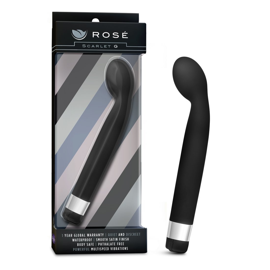 Blush Rose Scarlet G - G Spot Vibrator for Women - Curved Bulbous Tip & Multi-Speed for Intense Stimulation - Waterproof & Body-Safe Silicone - Perfect for Solo Play, Couples Play & Underwater Use - Black (1 Year Warranty)